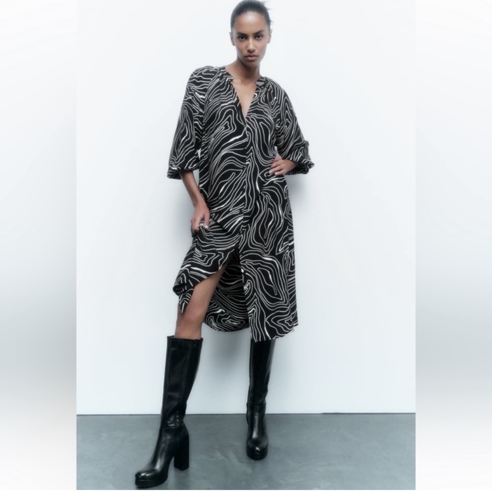 ZARA PRINTED MIDI DRESS